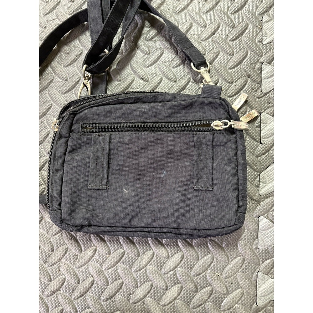 Baggallini Triple Zip Crossbody Waist Black Nylon Bag Travel Organizer Purse - Picture 2 of 7